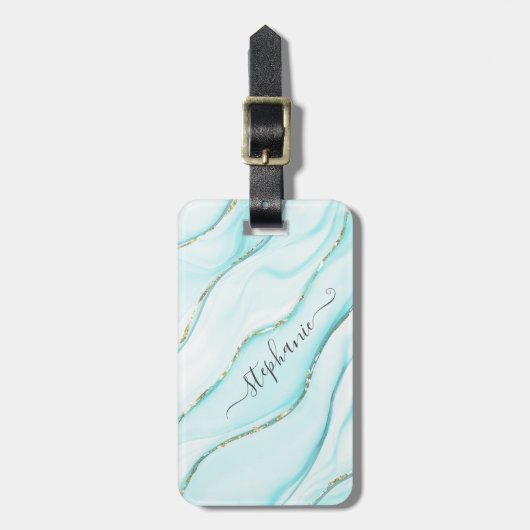 Personalisiert Elegant Blue Agate Gepäckanhänger (Vorderseite vertikal)