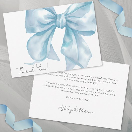 Personalisiert Elegant Blue Bow Vielen Dank Dankeskarte