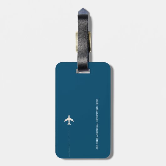 Personalisiert Elegant Blue Gepäckanhänger (Rückseite vertikal)