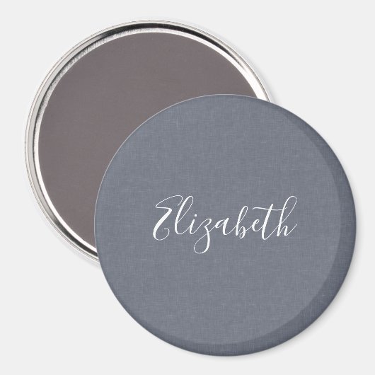 Personalisiert Elegant Blue Gray Linen Magnet (Vorderseite/Rückseite)