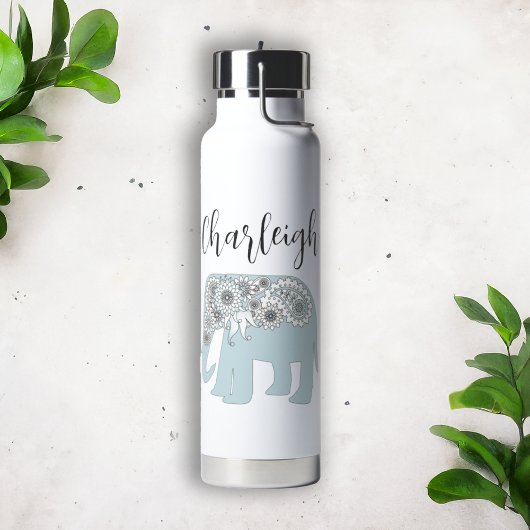 Personalisiert Elegant Blue Paisley Elephant Trinkflasche