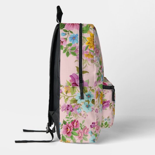 Personalisiert Elegant Boho Wildblume Bedruckter Rucksack (Links)