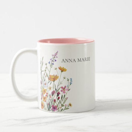 Personalisiert Elegant Chic Floral Zweifarbige Tasse (Links)