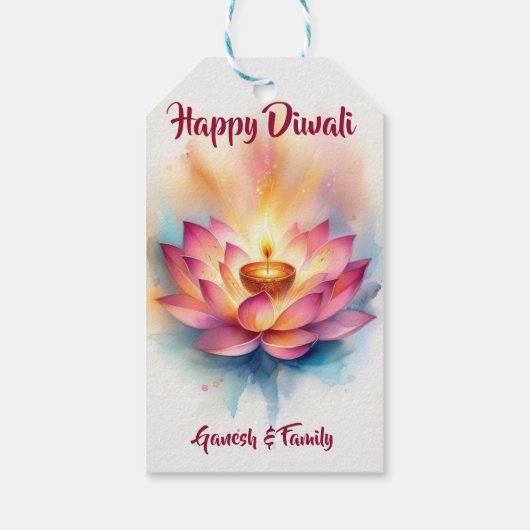 Personalisiert Elegant Diwali Diya Geschenkanhänger (Rückseite)