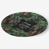 Personalisiert Elegant Evergreen Weihnachten Pappteller (Schrägansicht)