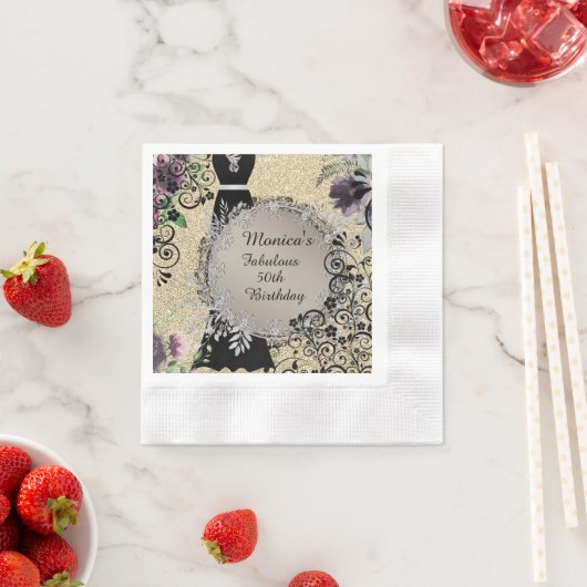 Personalisiert Elegant Fabulous 50. Geburtstag Serviette (Beispiel)