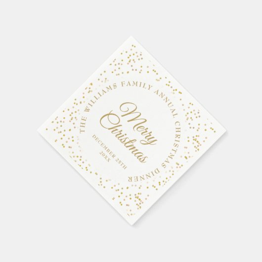 Personalisiert Elegant Gold Confetti Frohe Weihnac Serviette (Ecke)
