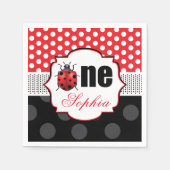 Personalisiert Elegant Ladybug Erster Geburtstag Serviette (Vorderseite)