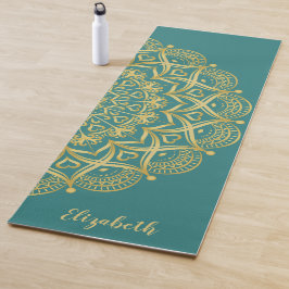Personalisiert Elegant Mandala Aquamarin Blue Gree Yogamatte