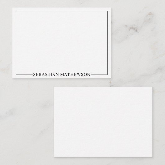 Personalisiert Elegant Minimal Schwarz und Weiß Mitteilungskarte (Vorne/Hinten)