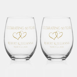 Personalisiert Elegant Modernes Geschenk zum 50. J Weinglas Ohne Stiel