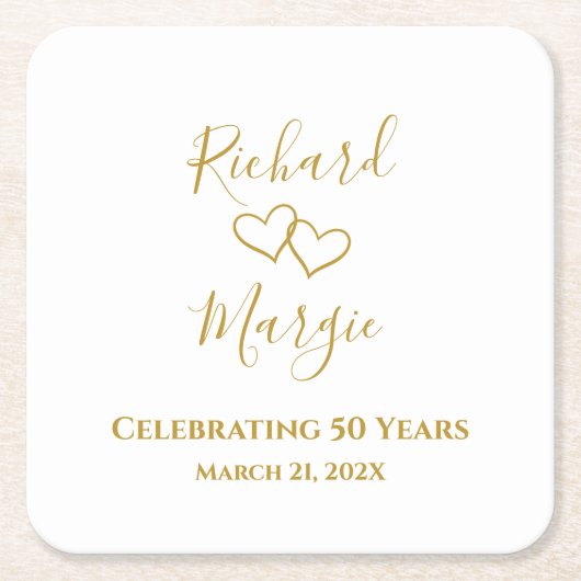 Personalisiert Elegant Modernes Party zum 50. Jubi Rechteckiger Pappuntersetzer (Vorderseite)