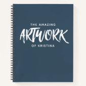 Personalisiert Elegant Navy Blue Sketchbook Notebo Notizblock (Vorderseite)
