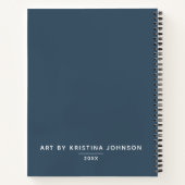 Personalisiert Elegant Navy Blue Sketchbook Notebo Notizblock (Rückseite)