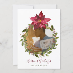 Personalisiert Elegant Poinsettia Kraut Weihnachte Feiertagskarte