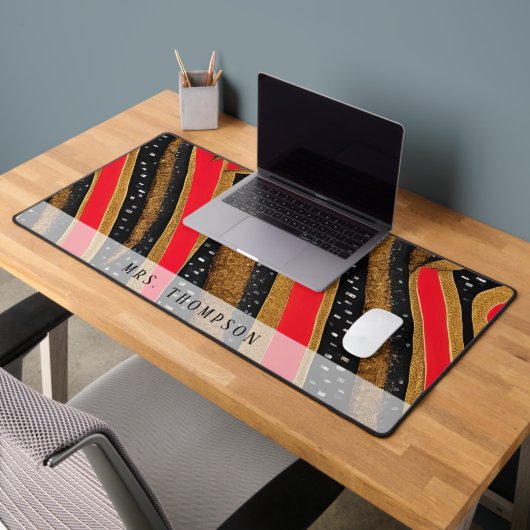Personalisiert elegant Rot und Schwarz Schreibtischunterlage (Büro 2)