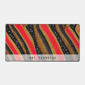 Personalisiert elegant Rot und Schwarz Schreibtischunterlage (Vorderseite)