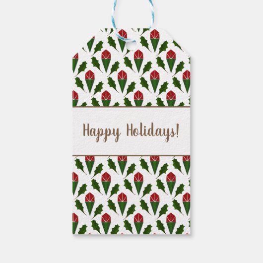 Personalisiert Elegante Abstrakte Rote Rosen & Hol Geschenkanhänger (Rückseite)