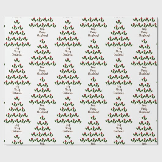 Personalisiert Elegante Abstrakte Rote Rosen Holly Geschenkpapier (Flach)