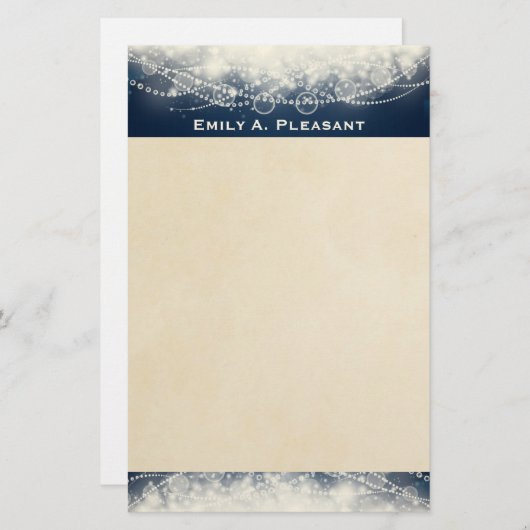 Personalisiert Elegante Abstrakte Spitzen und Perl Briefpapier (Vorne/Hinten)