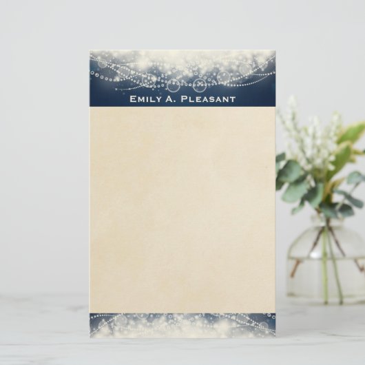 Personalisiert Elegante Abstrakte Spitzen und Perl Briefpapier (Stehend Vorderseite)