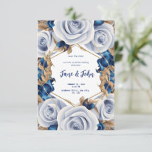[Personalisiert] Elegante Blue Wedding Einladung