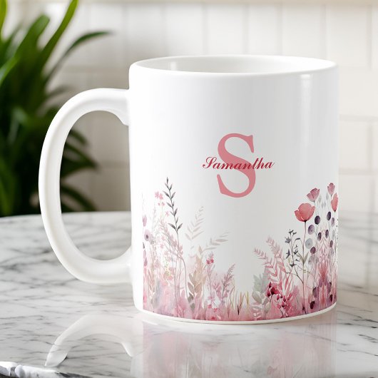 Personalisiert Elegante Flora Minimalistisch Niedl Kaffeetasse