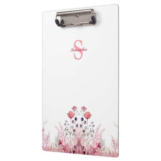 Personalisiert Elegante Flora Minimalistisch Niedl Klemmbrett (Links)