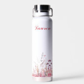 Personalisiert Elegante Flora Minimalistisch Niedl Trinkflasche (Rückseite)