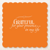 Personalisiert Elegante Grateful Orange Erntedank Untersetzer (Vorderseite)