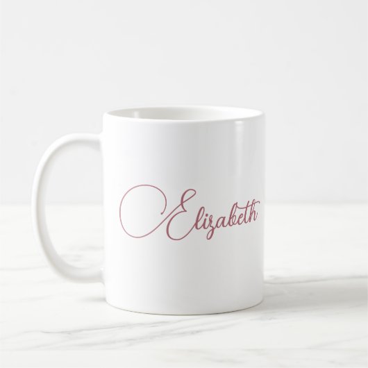 Personalisiert Elegante Ihre Rose Gold Script Name Kaffeetasse (Links)