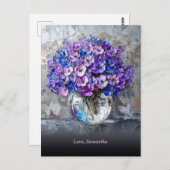 Personalisiert Elegante Lila und blaue Blumen Postkarte (Vorne/Hinten)
