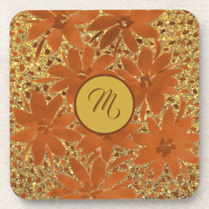 Personalisiert Elegante Mit Monogramm Goldgräber Getränkeuntersetzer