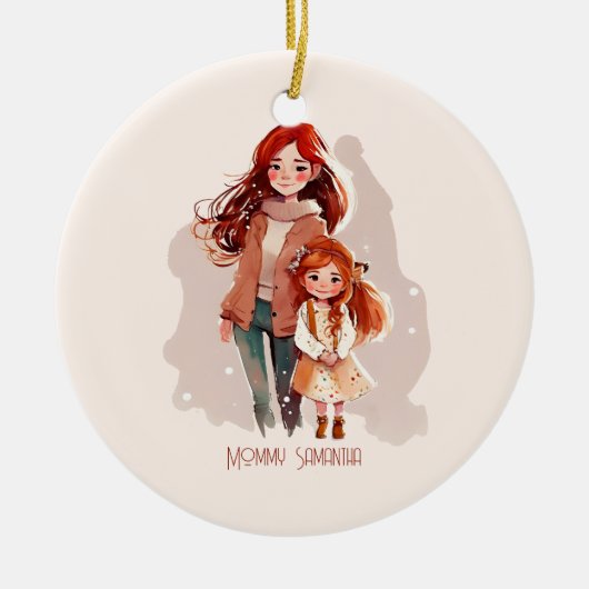Personalisiert Elegante Mutter und Tochter Keramik Ornament (Vorne)