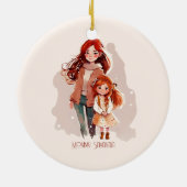 Personalisiert Elegante Mutter und Tochter Keramik Ornament (Hinten)