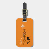 Personalisiert-elegante Orangenflugreise Gepäckanhänger (Vorderseite vertikal)