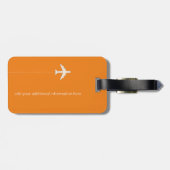 Personalisiert-elegante Orangenflugreise Gepäckanhänger (Rückseite horizontal)