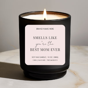 Personalisiert Elegante Rosa Beste Mama Ever Candl Quadratischer Aufkleber