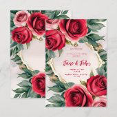 [Personalisiert] Elegante Rose Einladung zur Hochz (Vorne/Hinten)