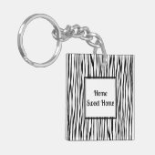 Personalisiert Elegante Schwarz-weiße Abstrakte Ku Schlüsselanhänger (Vorderseite links)