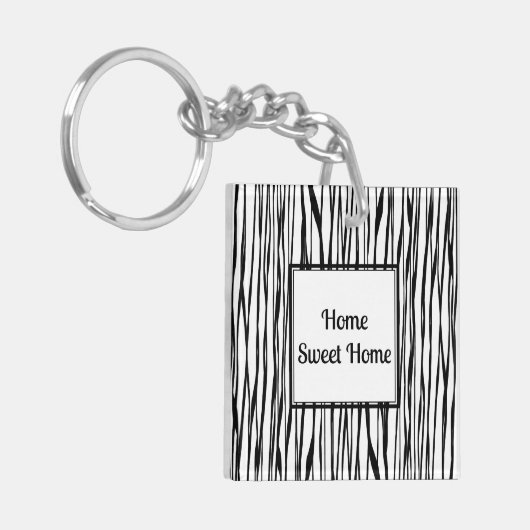 Personalisiert Elegante Schwarz-weiße Abstrakte Ku Schlüsselanhänger (Vorderseite links)