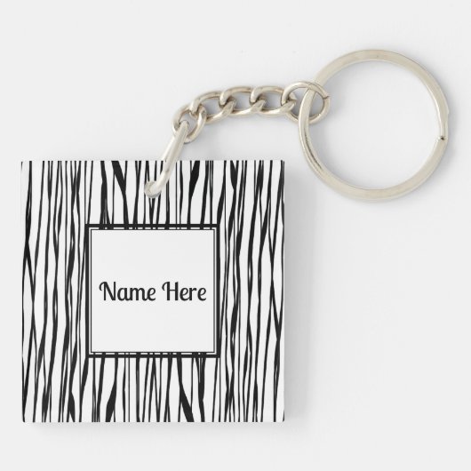 Personalisiert Elegante Schwarz-weiße Abstrakte Ku Schlüsselanhänger (Rückseite)