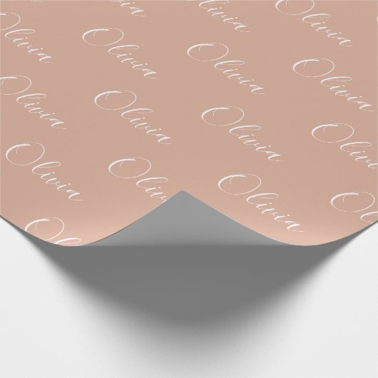 Personalisiert Elegante Terracotta Name Modern Geschenkpapier (Ecke)