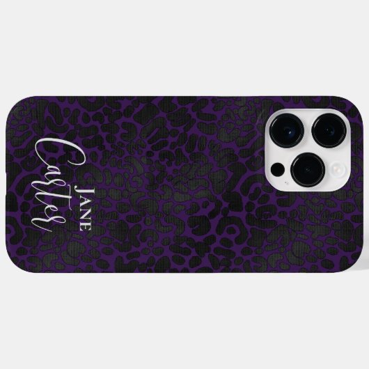 Personalisiert Eleganter Lila Black Leopard Case-Mate iPhone Hülle (Rückseite (Horizontal))
