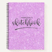 Personalisiert Eleganter Lila Glitzer Sketchbook Notizblock (Vorderseite)