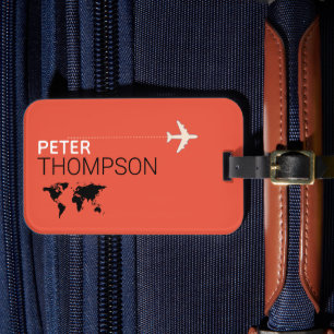 Personalisiert Eleganter orangefarbener Reiseverla Gepäckanhänger
