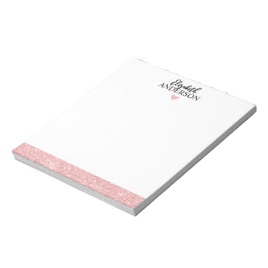 Personalisiert Eleganter rosa Glitzer Notizblock (Rotiert)