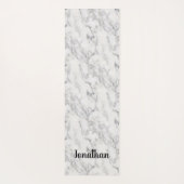 Personalisiert Eleganter Schwarz-weißer Marmorstei Yogamatte (Rückseite)