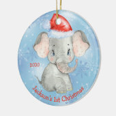 Personalisiert Elephant 1. Weihnachtsjunge Keramik Ornament (Links)