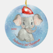 Personalisiert Elephant 1. Weihnachtsjunge Keramik Ornament (Hinten)